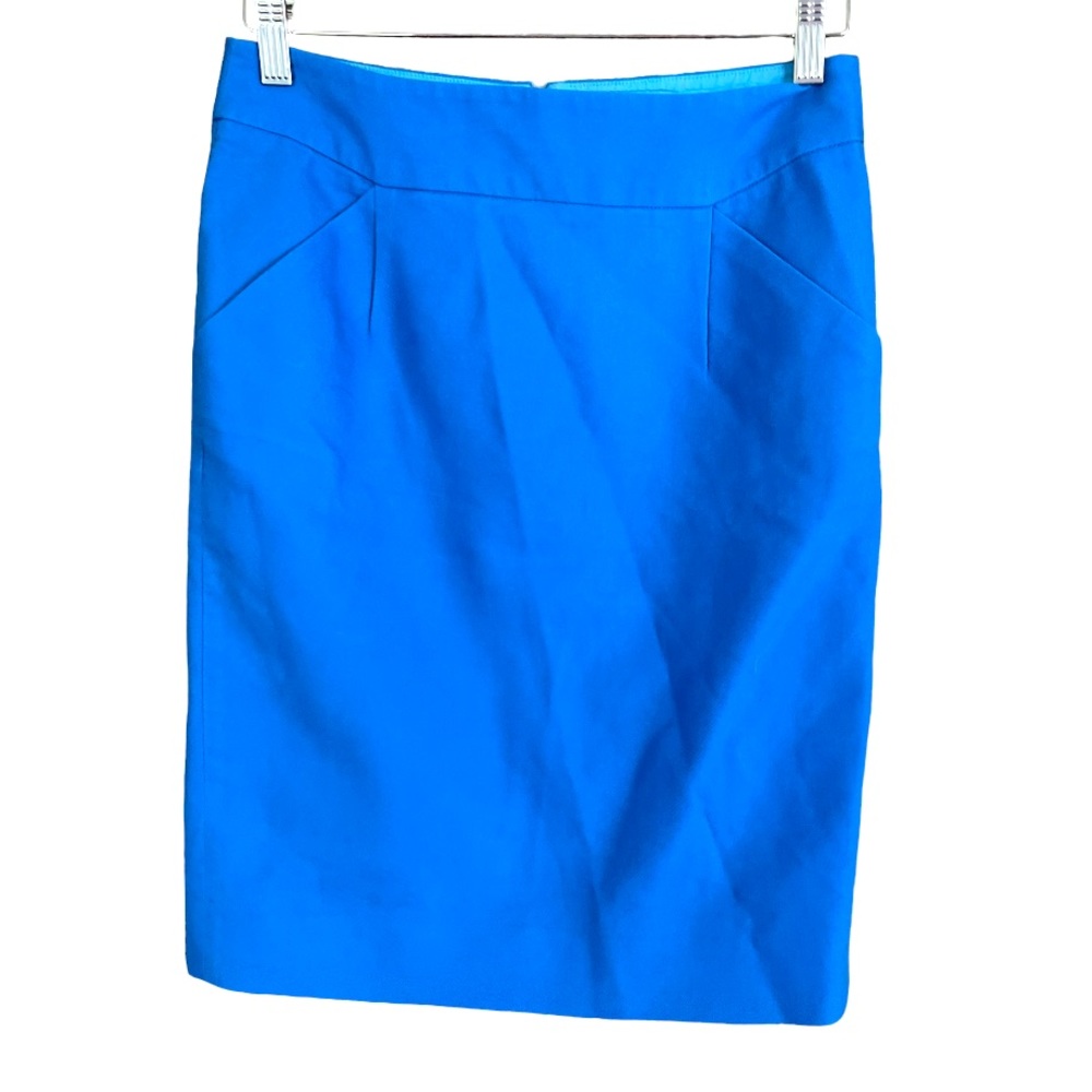 J. Crew Bright Blue The Pencil Skirt with‎ pockets 2